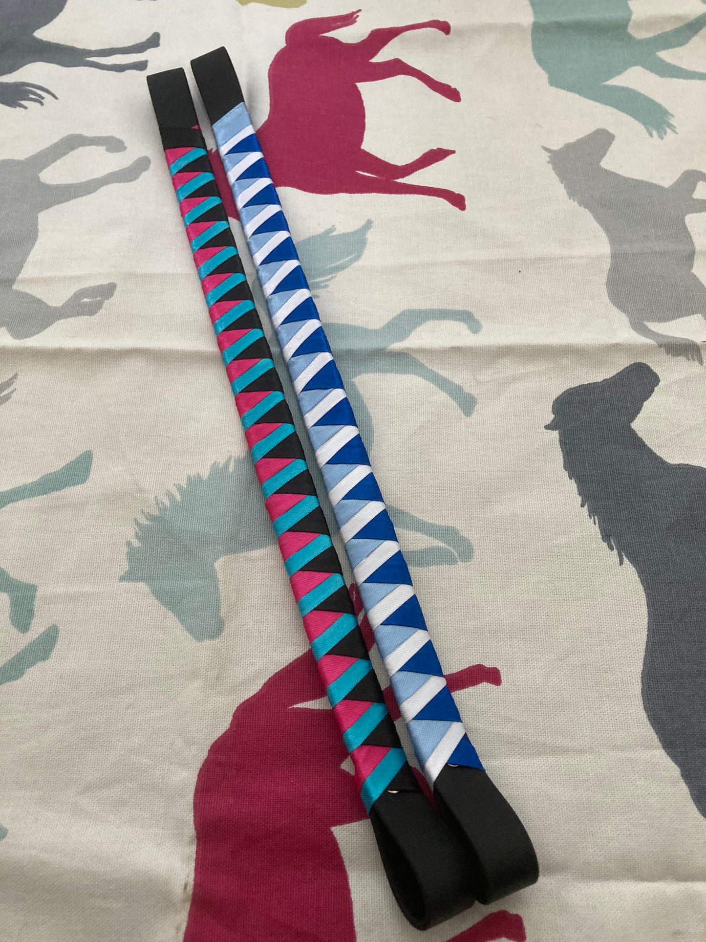 2 three-coloured bespoke browbands