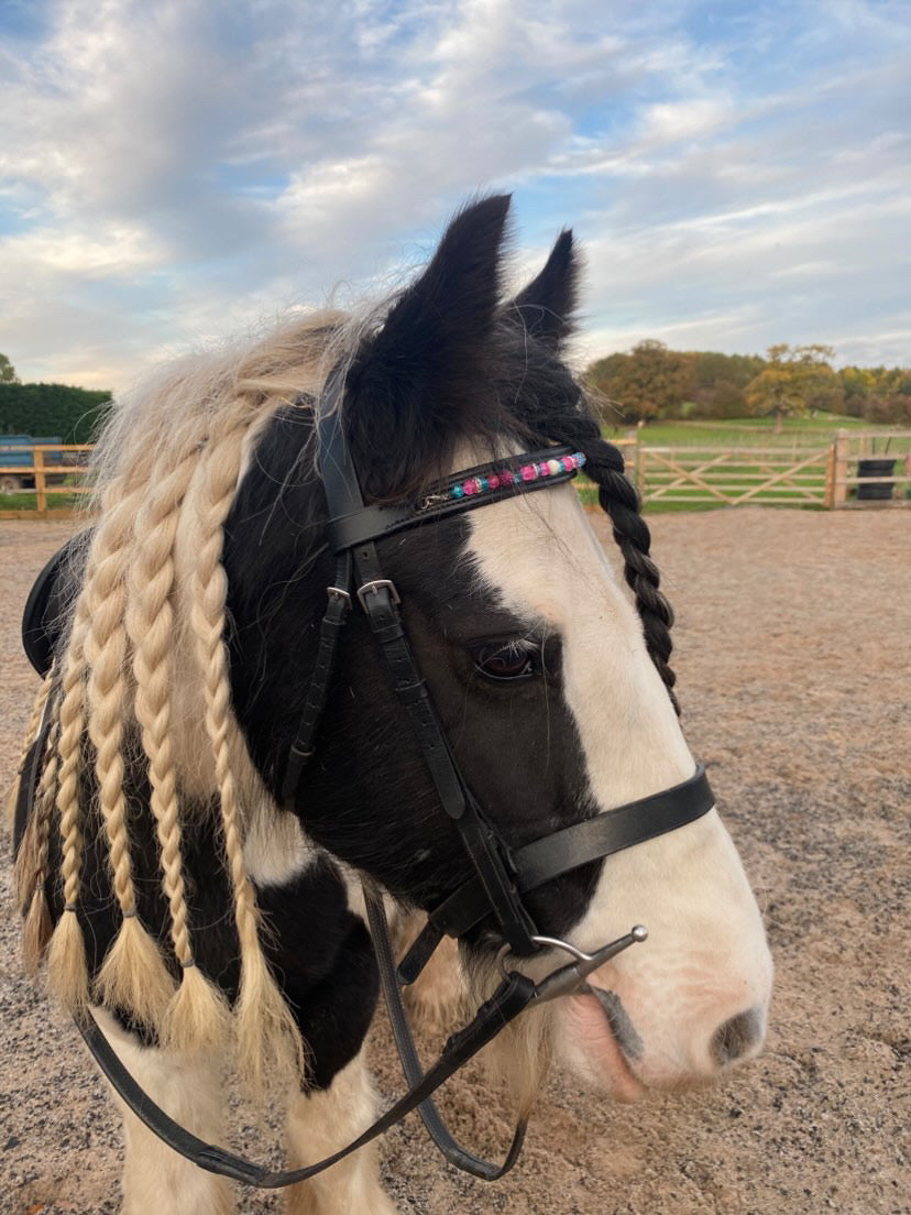 Bespoke interchangeable beaded channel leather Browband