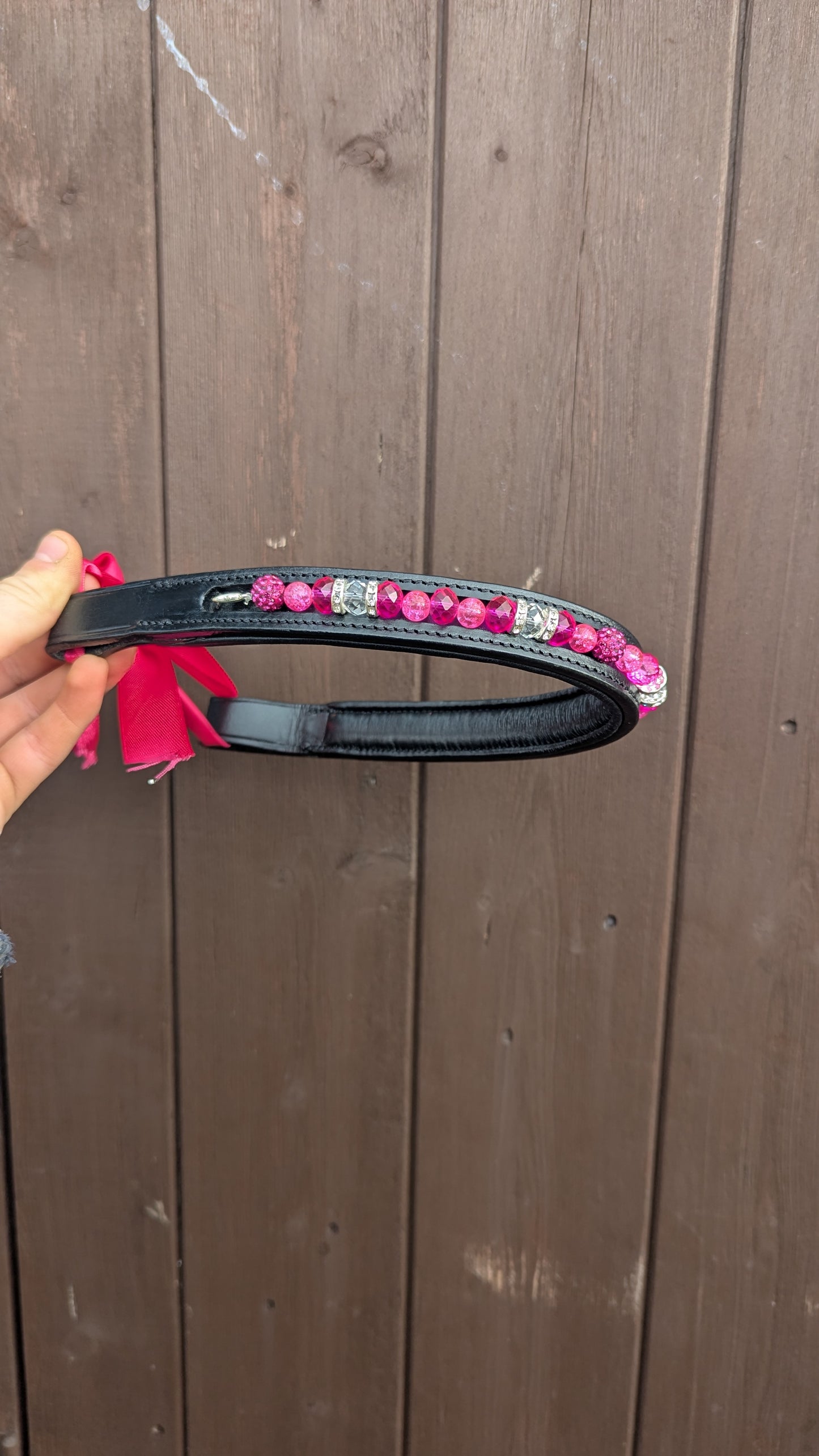 Bespoke interchangeable beaded channel leather Browband