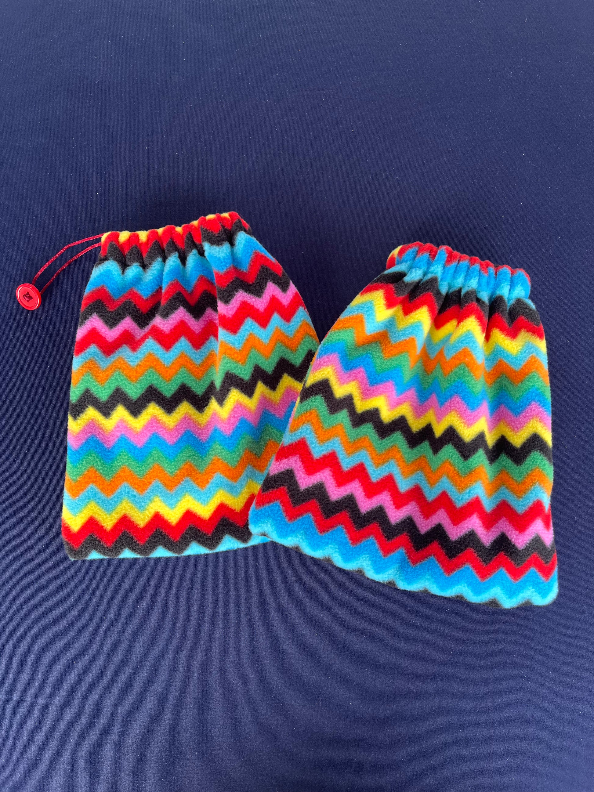 stirrup covers with multicoloured zigzags on them