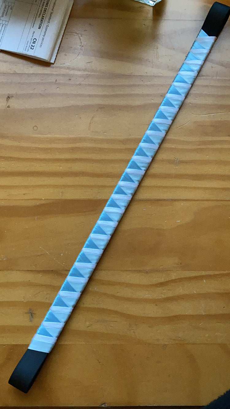 a turquoise, white and light blue bespoke browband