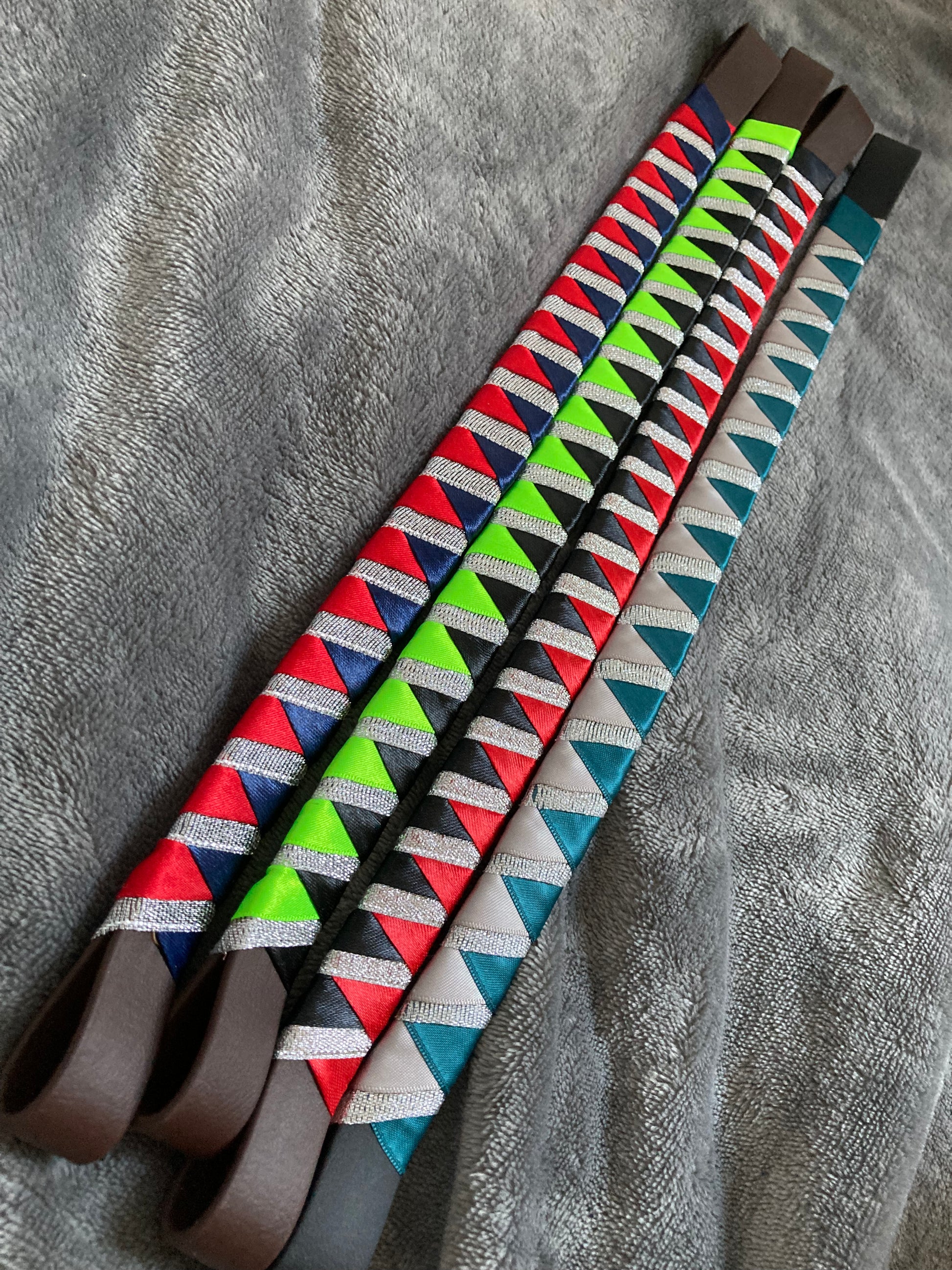 4 three-coloured bespoke browbands