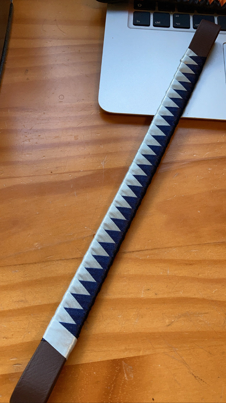 a baby blue and navy bespoke browband