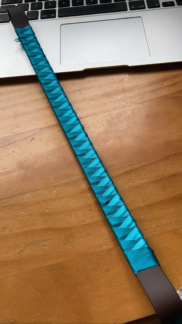 a teal and turquoise bespoke browband